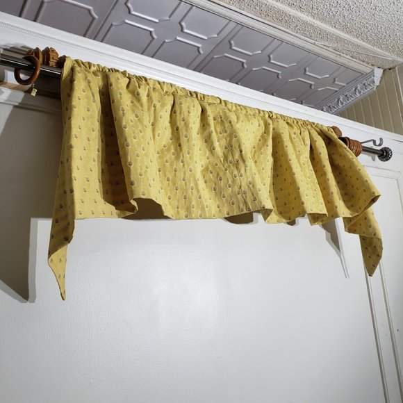 Custom Curtains 2 Valances 68W x 18L Each Wide Pocket Yellow Roses Heavy Duty Co - Picture 10 of 14